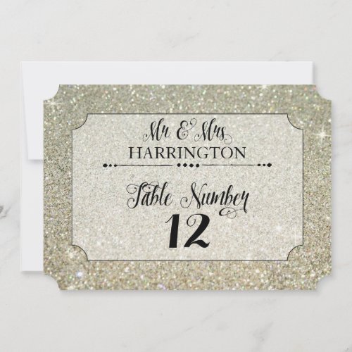 Table Number Silver Glitter Mr  Mrs Modern Fab