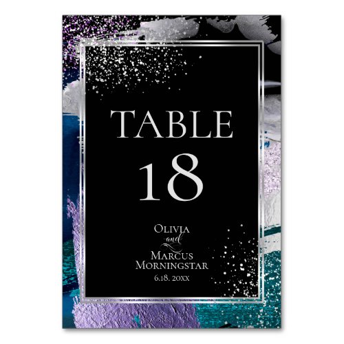 TABLE NUMBER  Silver Metallic Teal Lilac