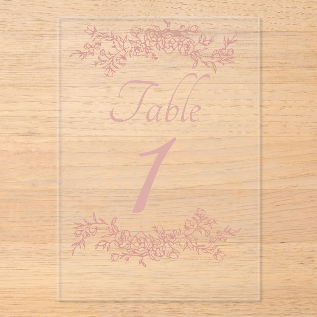 Table Number Simple Minimalist Clear (Front)