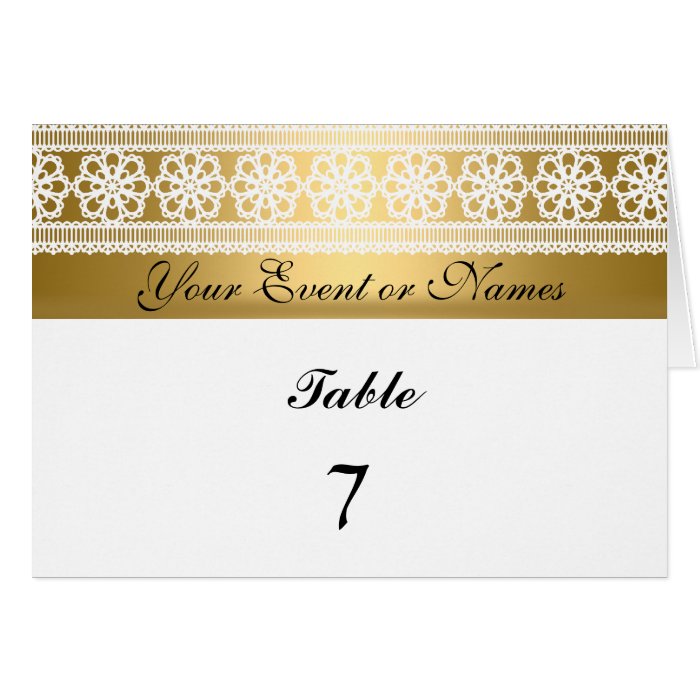 Table Number Sitting Party Card Gold White