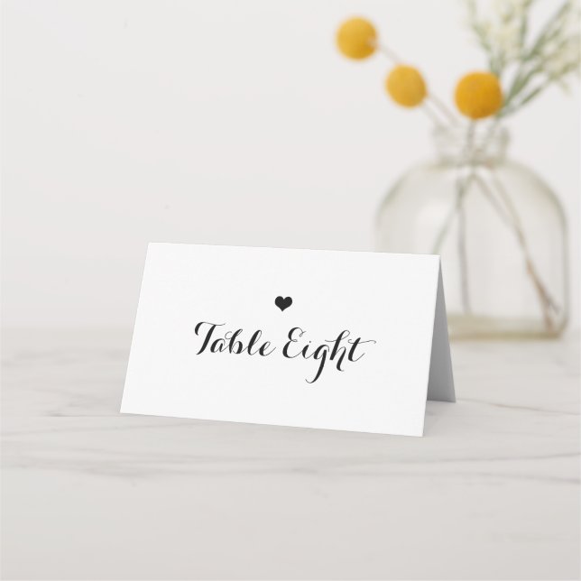 Table Number Small Heart Place Card (Front)