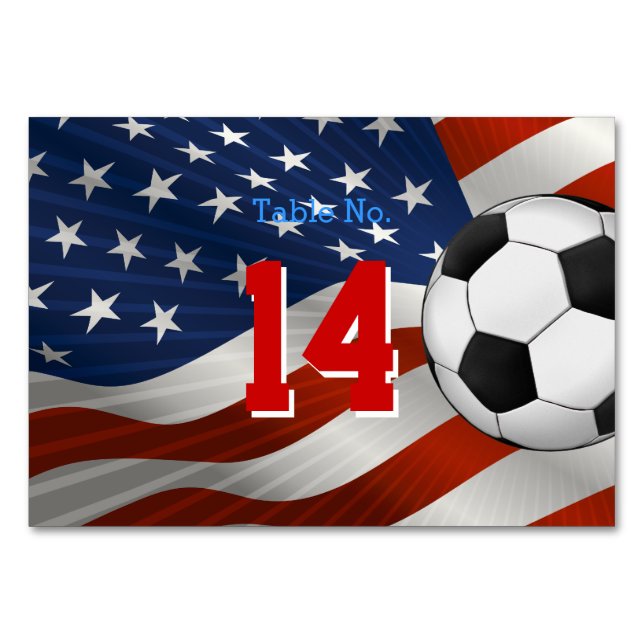 Table Number Soccer | USA Flag (Back)