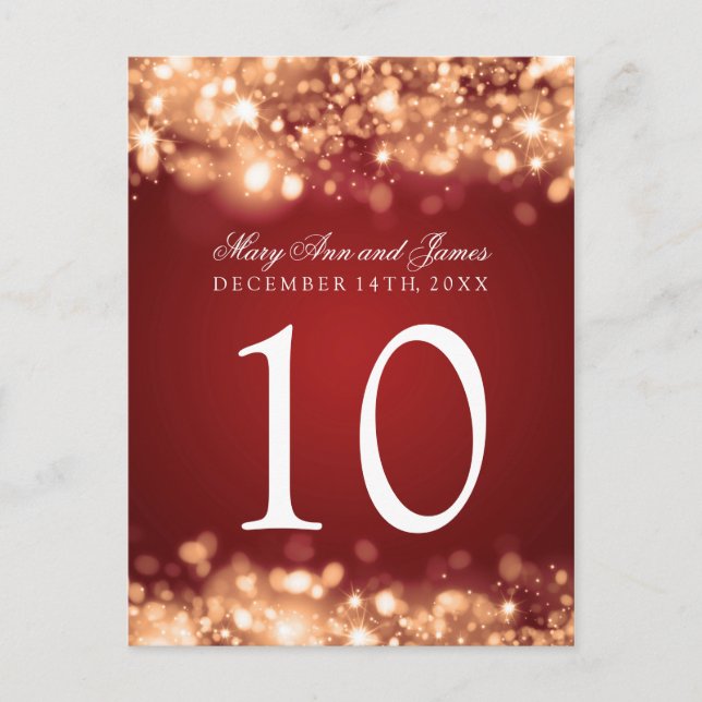 Table Number Sparkling Lights Gold (Front)