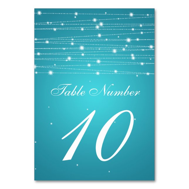 Table Number Sparkling Lines Turquoise (Front)