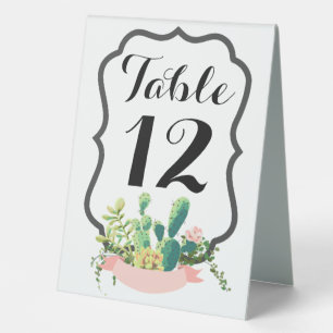 Table Number Tent Card Bohemian Cactus Succulents