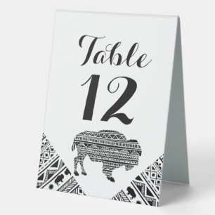 Table Number Tent Card Boho Buffalo Tribal Pattern Table Tent