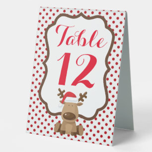 Table Number Tent Card Reindeer Christmas XMAS Pol Table Tent