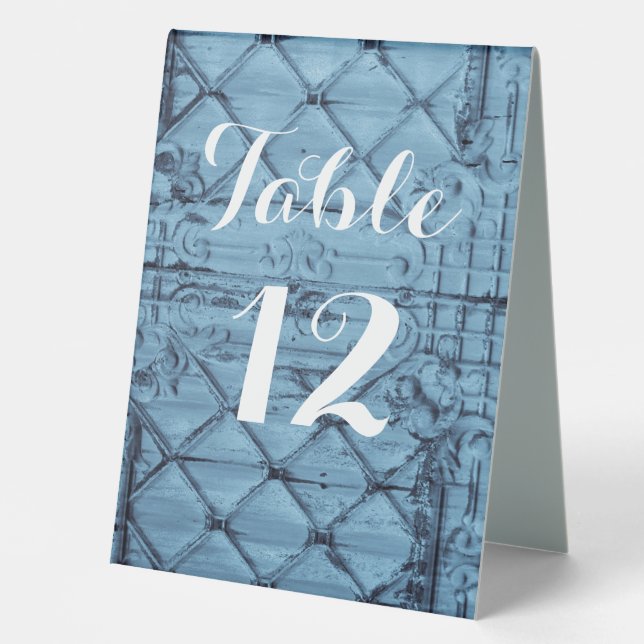 Table Number Tent Card Rustic Tin Panel Ceiling Co Table Tent (Front)