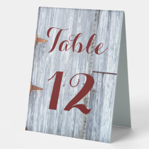 Table Number Tent Card White Wash Wood Barn Door C Table Tent