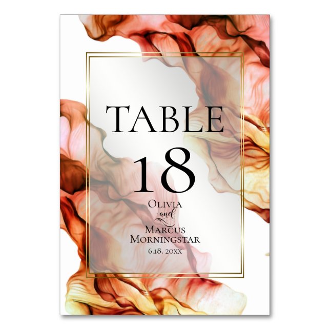 TABLE NUMBER | Vibrant Autumn Colors Abstract Ink (Front)