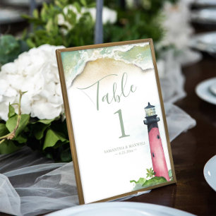 Table Number Watercolor Beach Wedding 4x6 Photo Print