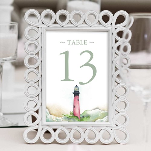 Table Number Watercolor Beach Wedding 4x6 Photo Print