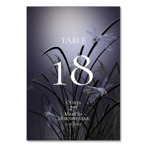 TABLE NUMBER  Watercolor Dusty Plum Dragonflies