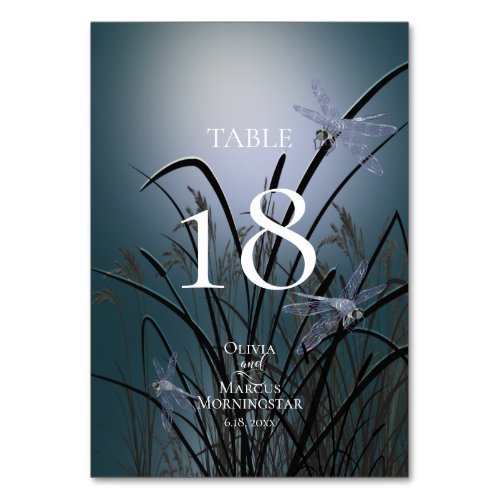 TABLE NUMBER  Watercolor Dusty Teal Dragonflies