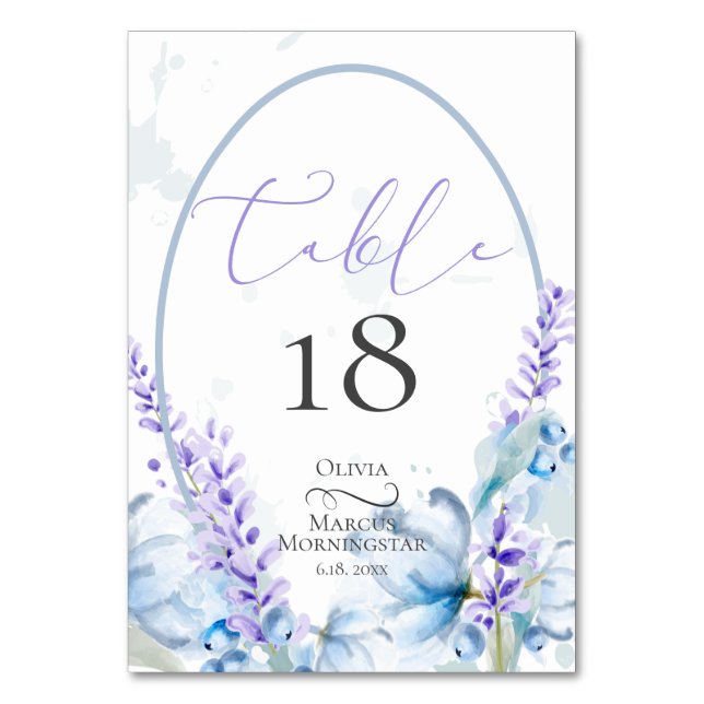 TABLE NUMBER | Watercolor Lavender - Dusty Blue (Front)
