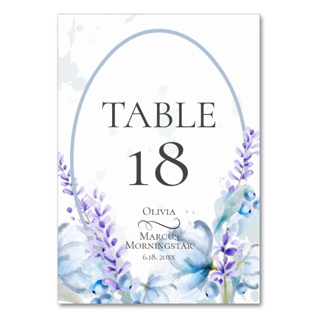 TABLE NUMBER | Watercolor Lavender - Dusty Blue (Front)