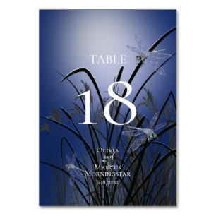 TABLE NUMBER Watercolor Royal Blue Dragonflies