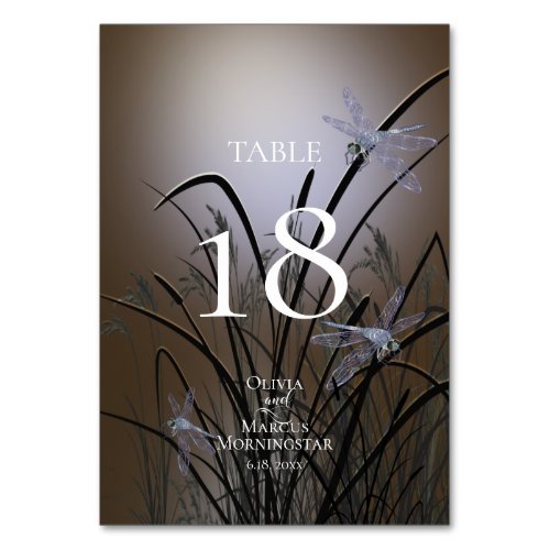 TABLE NUMBER  Watercolor Soft Mocha Dragonflies