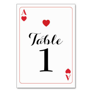 Table Number Wedding Ace of Hearts Playing Cards