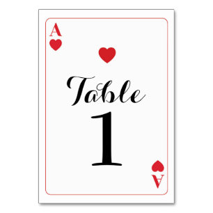 Table Number Wedding Ace of Hearts Playing Cards