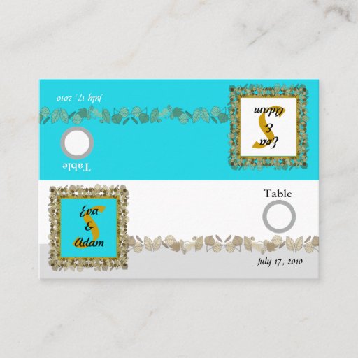 Customizable Table Number Wedding Blue Gold Leaf Business Card