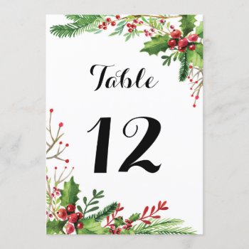 Table Number Wedding Botanical Watercolor by pinkthecatdesign at Zazzle