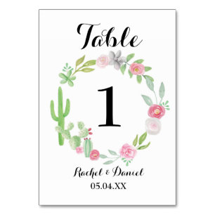 Table Number Wedding Cactus Wreath Fiesta Mexican