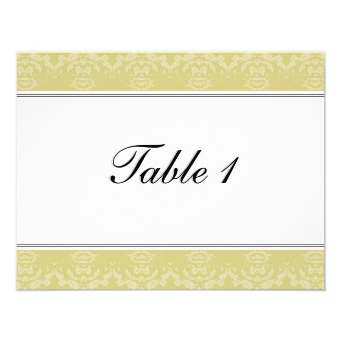 Table Number Wedding Card   Gold Damask Personalized Announcements