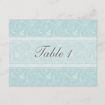 Table Number Wedding Card Light Blue Floral by OLPamPam at Zazzle