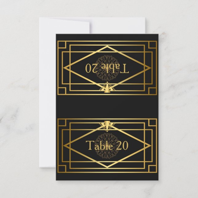 Table number,Wedding, Meeting,Great Gatsby,black Invitation (Front)
