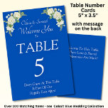Table Number - with Welcome Message  Cobalt Blue