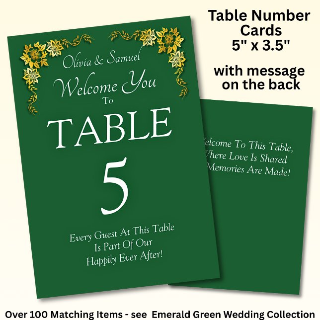 Table Number - with Welcome Message  Emerald Green (Creator Uploaded)