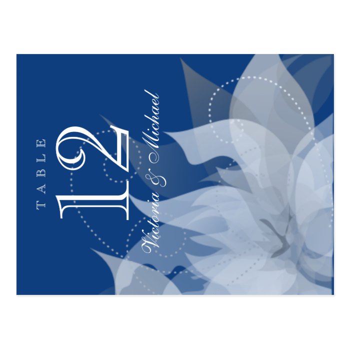 Table Numbers   Abstract Floral   Sapphire Blue Post Card