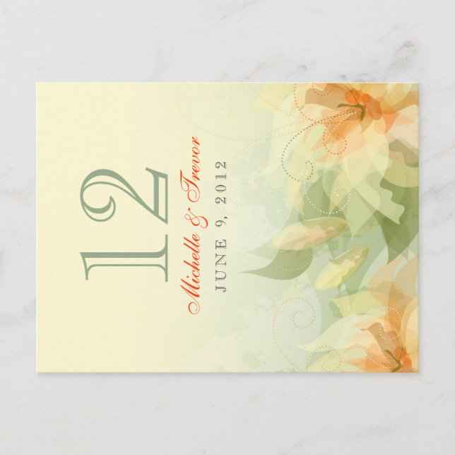 Table Numbers - Abstract Floral - Yellow Sage (Front)