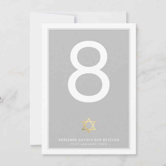 TABLE NUMBERS Bar Mitzvah star of david gray (Front)