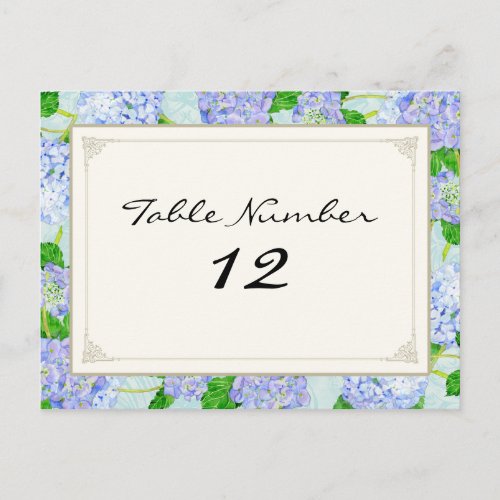 Table Numbers Blue Hydrangea Lace Floral Formal