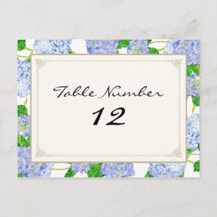 Table Numbers Blue Hydrangea Lace Floral Formal
