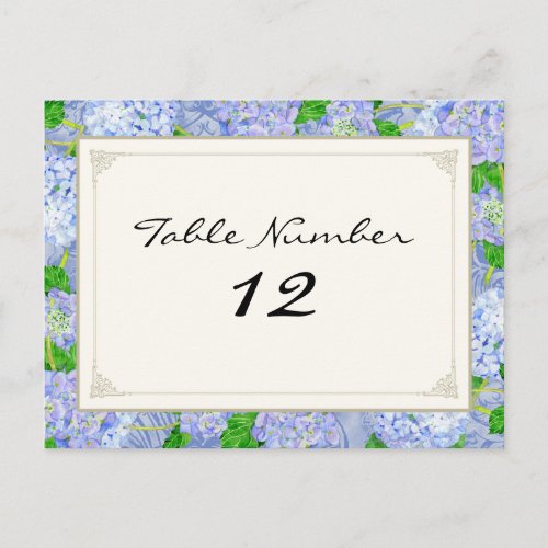 Table Numbers Blue Hydrangea Lace Floral Formal