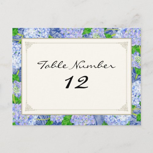 Table Numbers Blue Hydrangea Lace Floral Formal