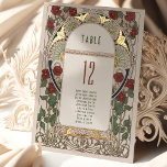 Table Numbers Bougainvillea Burgundy Gold Wedding<br><div class="desc">Zazzle offers Foil cards with a minimum order of 5. Please note that you will receive the same table number 5 times when ordering. Art Nouveau Vintage Floral Burgundy & Gold Wedding Table numbers by Alphonse Mucha in a romantic and whimsical design using Real Gold Foil. Victorian flourishes complement classic...</div>