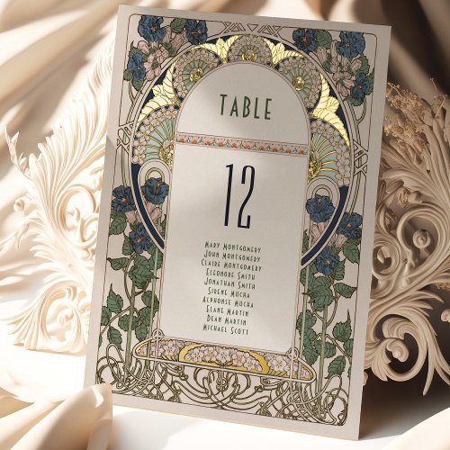 Table Numbers Bougainvillea Navy Blue Gold Wedding