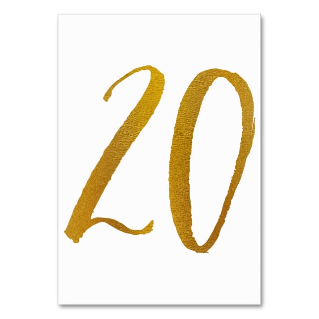 Table Numbers - Casual Brush Script Typography -20 (Front)