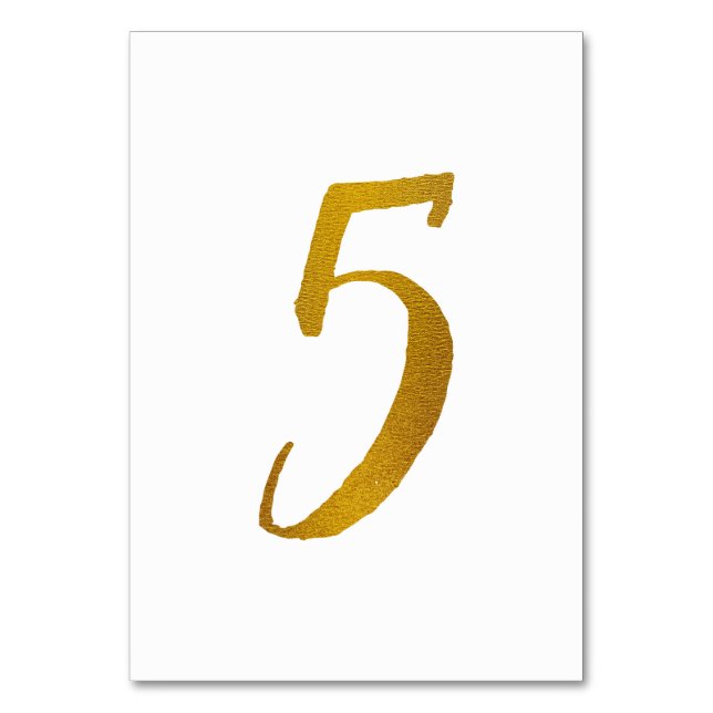 Table Numbers - Casual Brush Script Typography - 5 (Front)