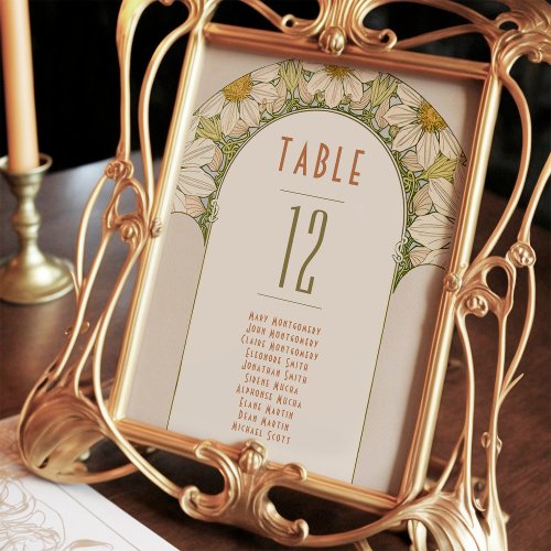 Table Numbers Daisies Vintage Art Nouveau Wedding