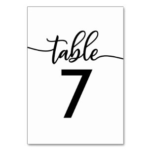 Table Numbers Elegant Black and White Wedding