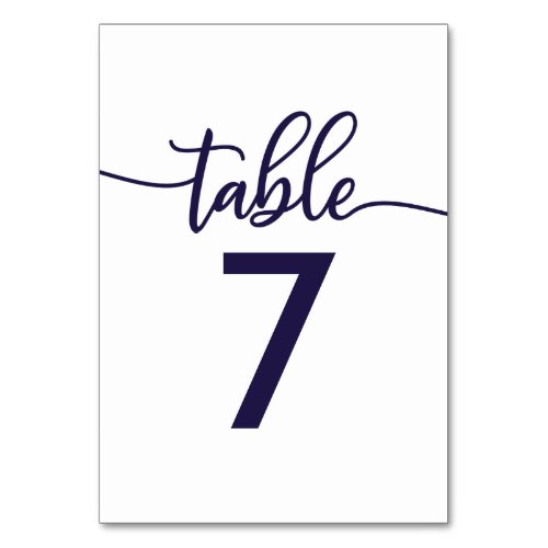 Table Numbers Elegant Calligraphy Navy Blue