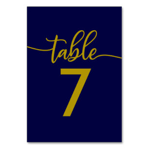 Table Numbers   Elegant Gold Navy Blue Wedding