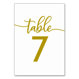 Table Numbers   Elegant Gold Script Wedding
