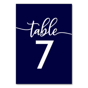 Table Numbers Elegant Navy Blue Wedding
