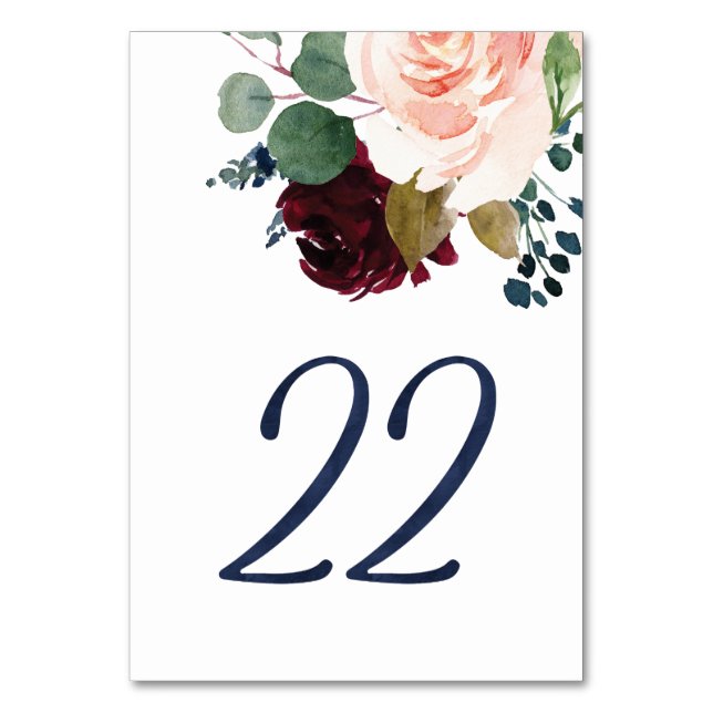 Table Numbers for KJ Watercolor Blue Font #22 (Front)